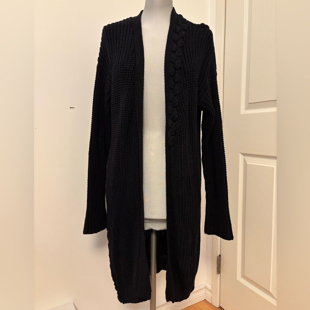 LINE long navy cotton cardigan